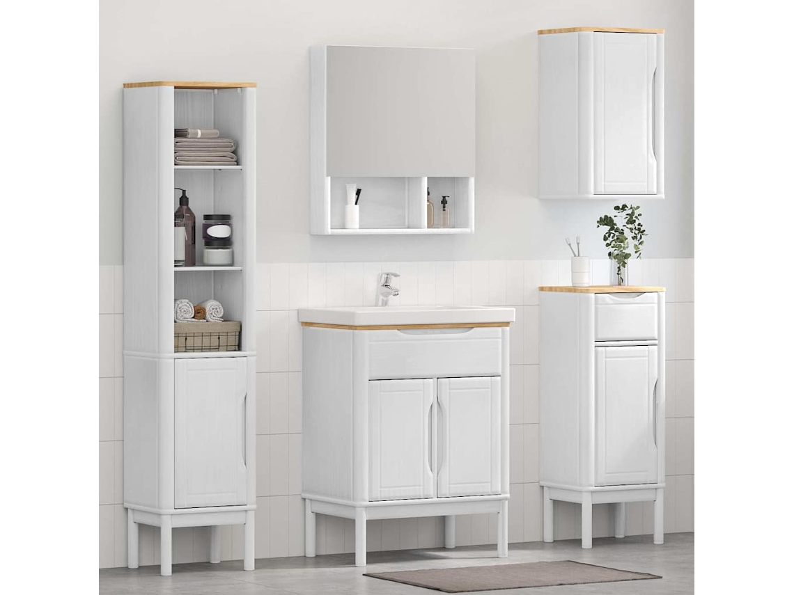 Vidaxl Conjunto De Móveis Para Banheiro Floro 4 Unid. Branco