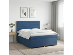 Vidaxl Cama Box Spring Com Colchão Azul 180 X 200 Cm Tecido