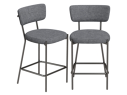 Conjunto De 2 Banquetas De Bar Estofadas Com Encosto Curvo,perfeitas Para Cozinha Ou Área De Refeições,na Cor Cinza