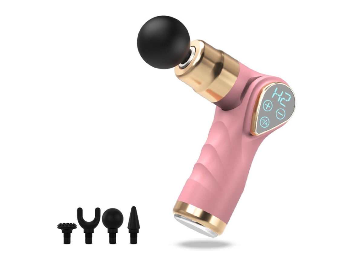 (rosa) Mini Pistola De Massagem Fascial, Massageador Muscular Com Tela Lcd Pequena