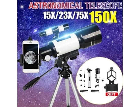 Telescópio astronômico OFELI® Professional F30070 com clipe de telefone e tripé OFELI