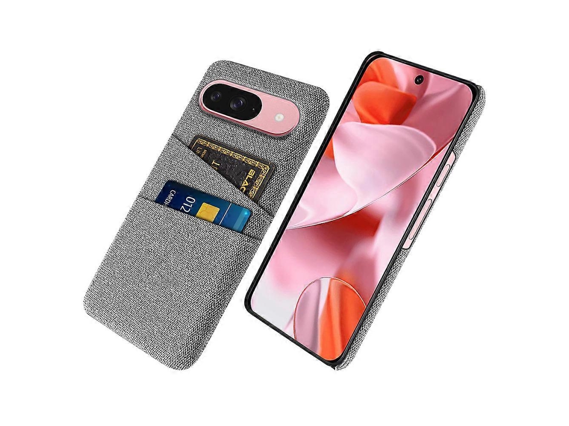 Capa De Tecido Capa Rígida De Pc Tkdaddy Para Google Pixel 10/10 Pro Com Dois Compartimentos Para Cartão Cinza Claro