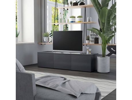 Móvel de TV 120x34x30 cm contraplacado cinzento