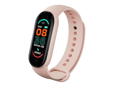 Pulseira Inteligente IWEAR Sm6 Rastreador de Fitness Ip67 com Monitor de Rh e Pressão Arterial / Social / Sono Rosa