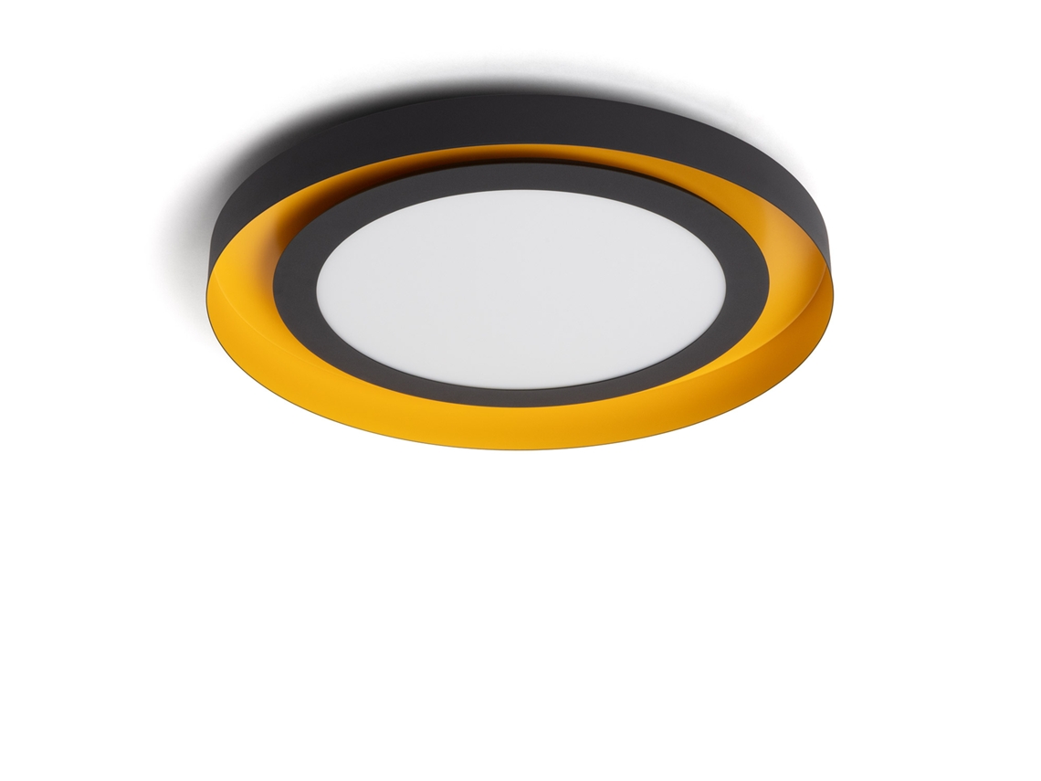 Plafón De Teto Led 30 W Em Aço Bombalot Ø 500 Mm Preto Mate