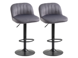 Conjunto de 2 Banquetas de Bar com Design Contemporâneo, Apoio para os Pés, Altura Ajustável e Giratórias, na Cor Cinza. ESSÊNCIACASA
