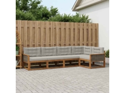 Vidaxl Conjunto De Sofás Para Exterior 5 Unid. Natural E Cinza Claro