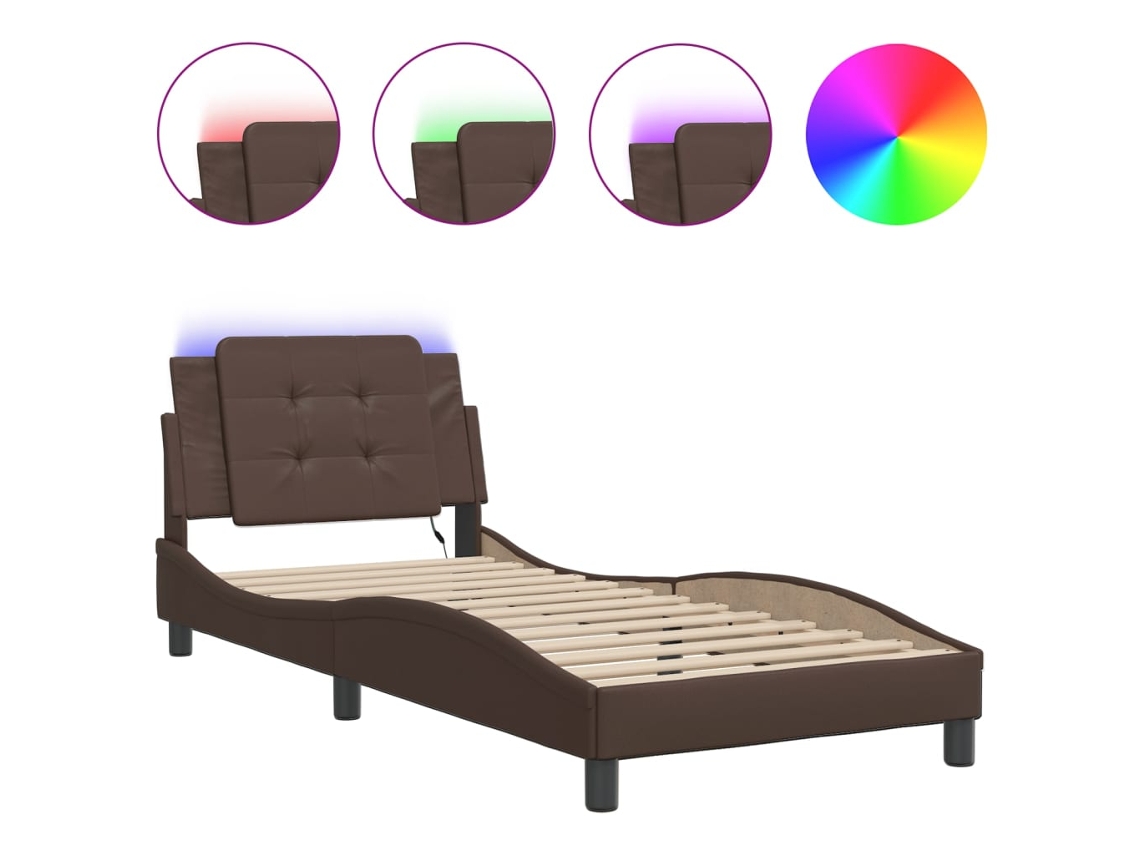 Estrutura de Cama com Led Sem Colchão Zadar Castanho 80x200 cm MAISON EXCLUSIVE