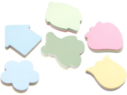 Blocos de notas adesivas decorativas para estudantes, adesivos práticos em vários formatos: morango, vaso, flor.