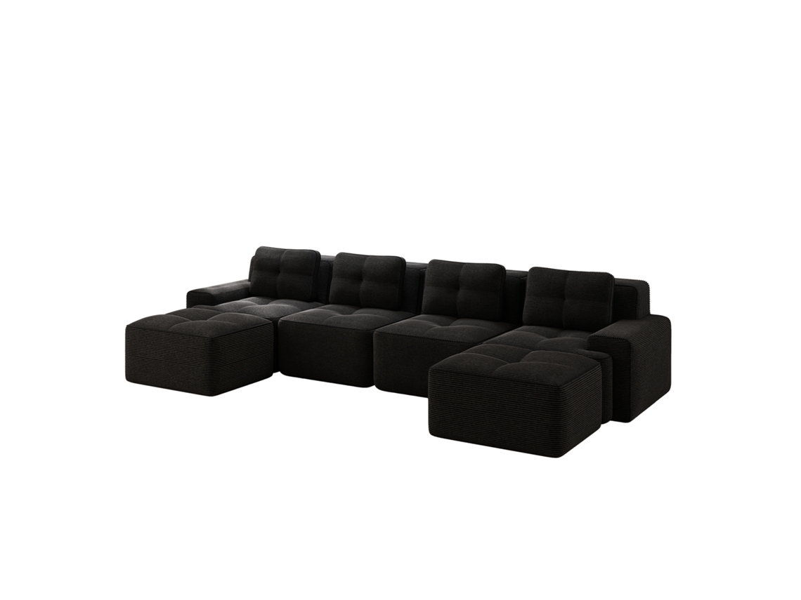 Sofá Modular Sem Ossos Para Sala De Estar, Sofá Preto Confortável Com Chaise Longue Em Veludo, Design Antiderrapante