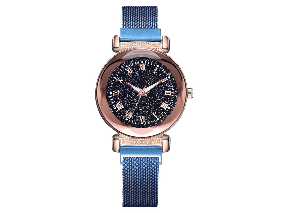 Relógio de Pulso Feminino de Quartzo Estilo Casual com Mostrador Redondo Azul