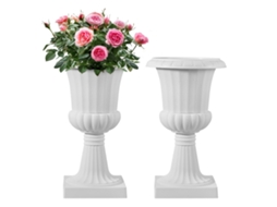2 Pcs Vaso De Plástico Para Plantador De Urna 25 X 42 Cm Para Interior/exterior Branco Vevor