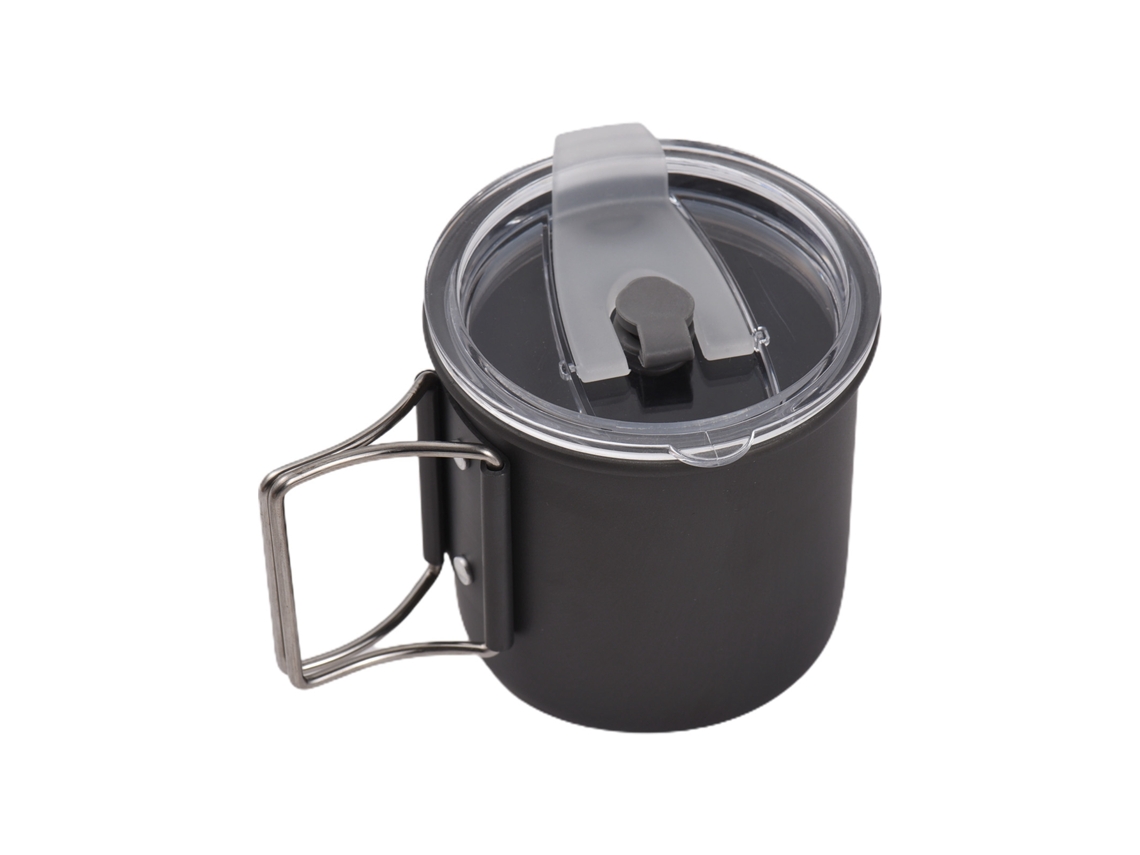 Copo de Água de Camping Alumínio 300ml com Alça Plegável