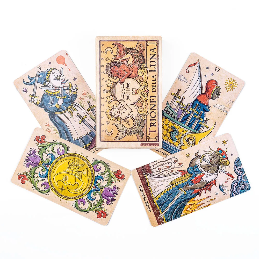 Tarot Russo Trionfi Della Luna Cartas de Tarot Oráculo para Adivinhação 10,3*6 Cm MDUG (81 Cartas)