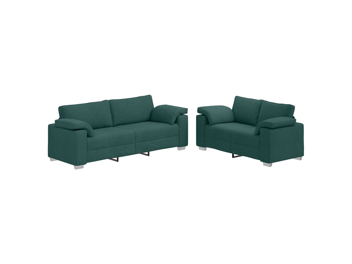 Conjunto 2 Sofá De Tecido Vidaxl Verde Tecido (219 X 80 X 82 Cm)