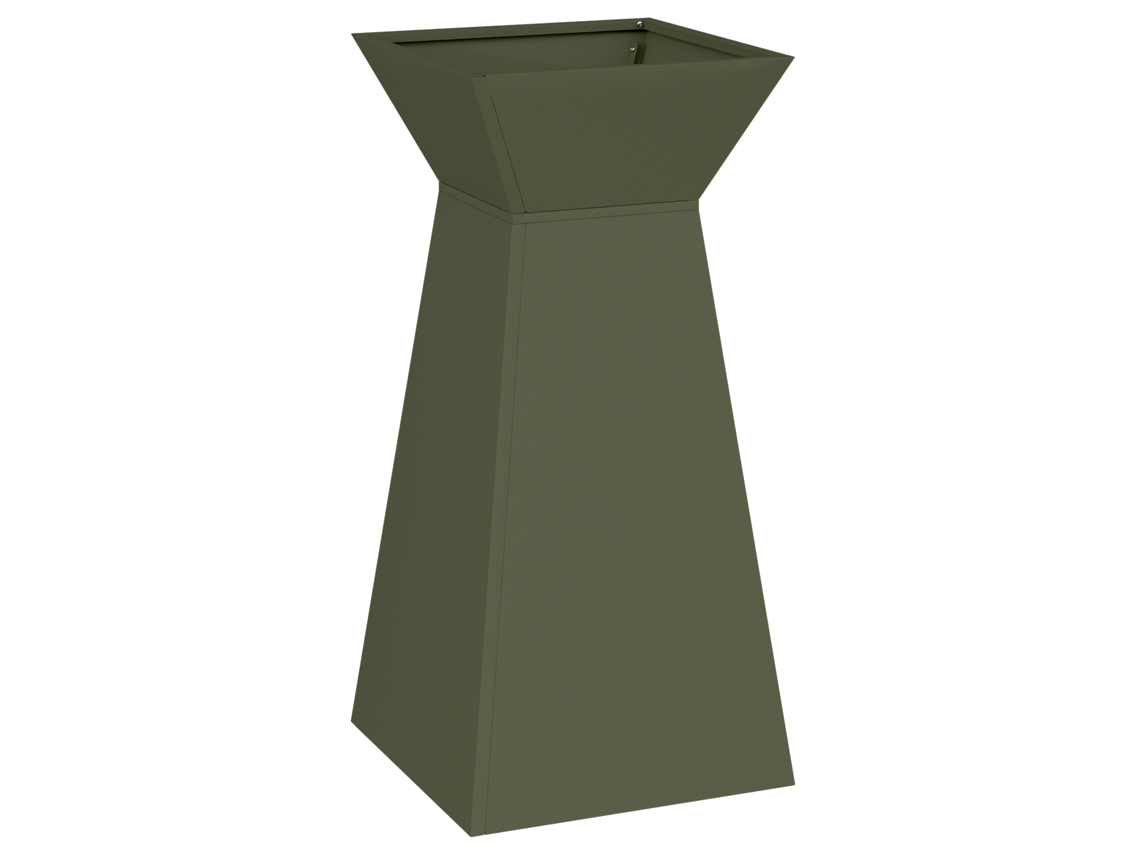 Conjunto 1 Vaso De Jardim Vidaxl Verde-azeitona Aço (35 X 35 X 73 Cm)
