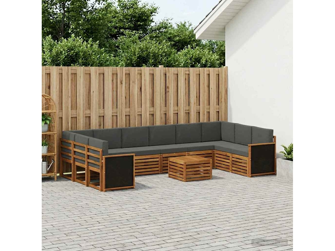 Vidaxl Conjunto De Sofás Para Exterior 8 Pcs Natural E Antracite