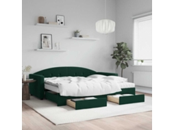 Vidaxl Sofá-cama C/ Gavetão E Gavetas 90x200 Cm Veludo Verde-escuro