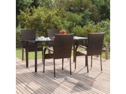5 Pcs Conjunto De Jantar Para Jardim Vime Pe Castanho Dkd Home Decor