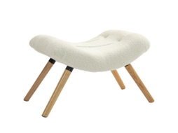 Puf Moderno Lã Pés Madeira Branco Creme VELTRIX