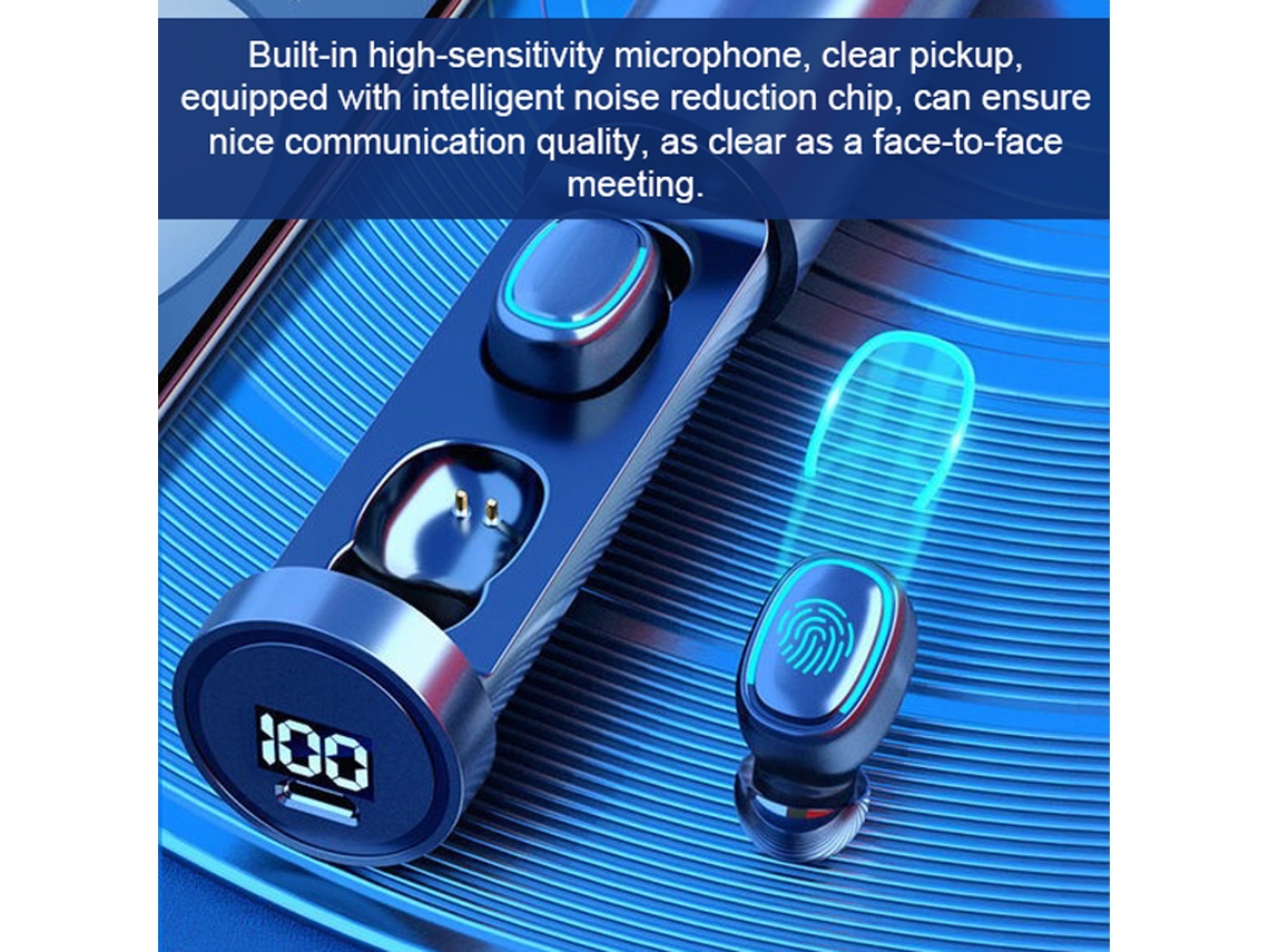 Aetheria fones de Ouvido Sem Fio Bt5.2 Intra auriculares com Microfone e Caixa de Carregamento Led para Esportes