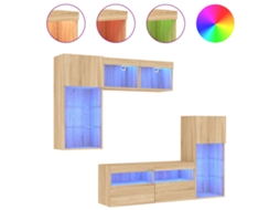 Tv Wall Unit, Tv Wall Units Vidaxl Marrom Madeira Processada (n/a)