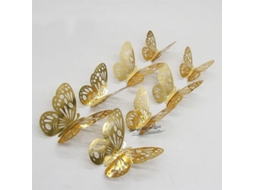 12pcs Sticker Parede Borboleta 4d Fundo Vazio Diy Decoração Casa Festas Casamento Infantil Oro 3