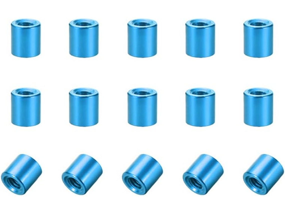Conjunto de 15 Espaçadores Redondos de Alumínio M3x6mm na Cor Azul Água CHABERLU