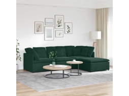 Vidaxl Sofá Modular Com Pufes E Almofadas Veludo Verde-escuro
