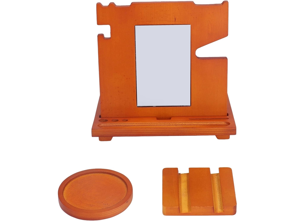 Base De Madeira Xchyeam Para Celular, Suporte De Mesa Para Relógios, Óculos E Chaves, Organizador De Bambu E Vidro Com