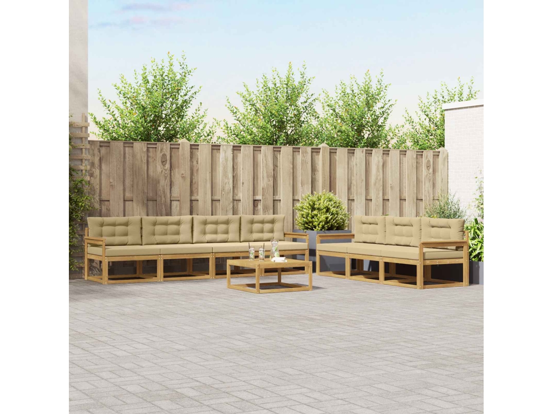 Vidaxl Conjunto De Sofás Para Exterior 7 Unid. Branco E Bege