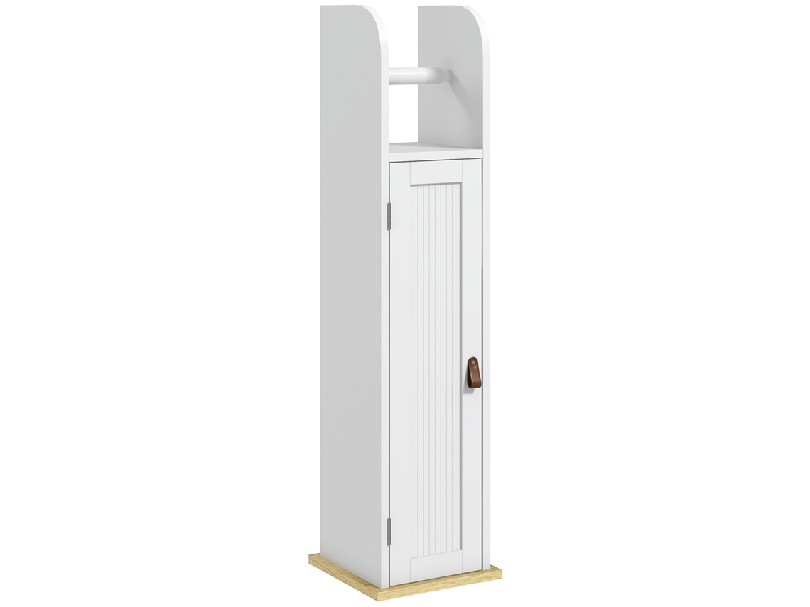 Armário Casa de Banho Mdf e Melamina de Madeira Cor Branco 20x20x80 cm Kleankin