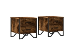 Conjunto de 2 Mesas de Cabeceira Carvalho Fumado MAISON EXCLUSIVE 40x41x40 cm