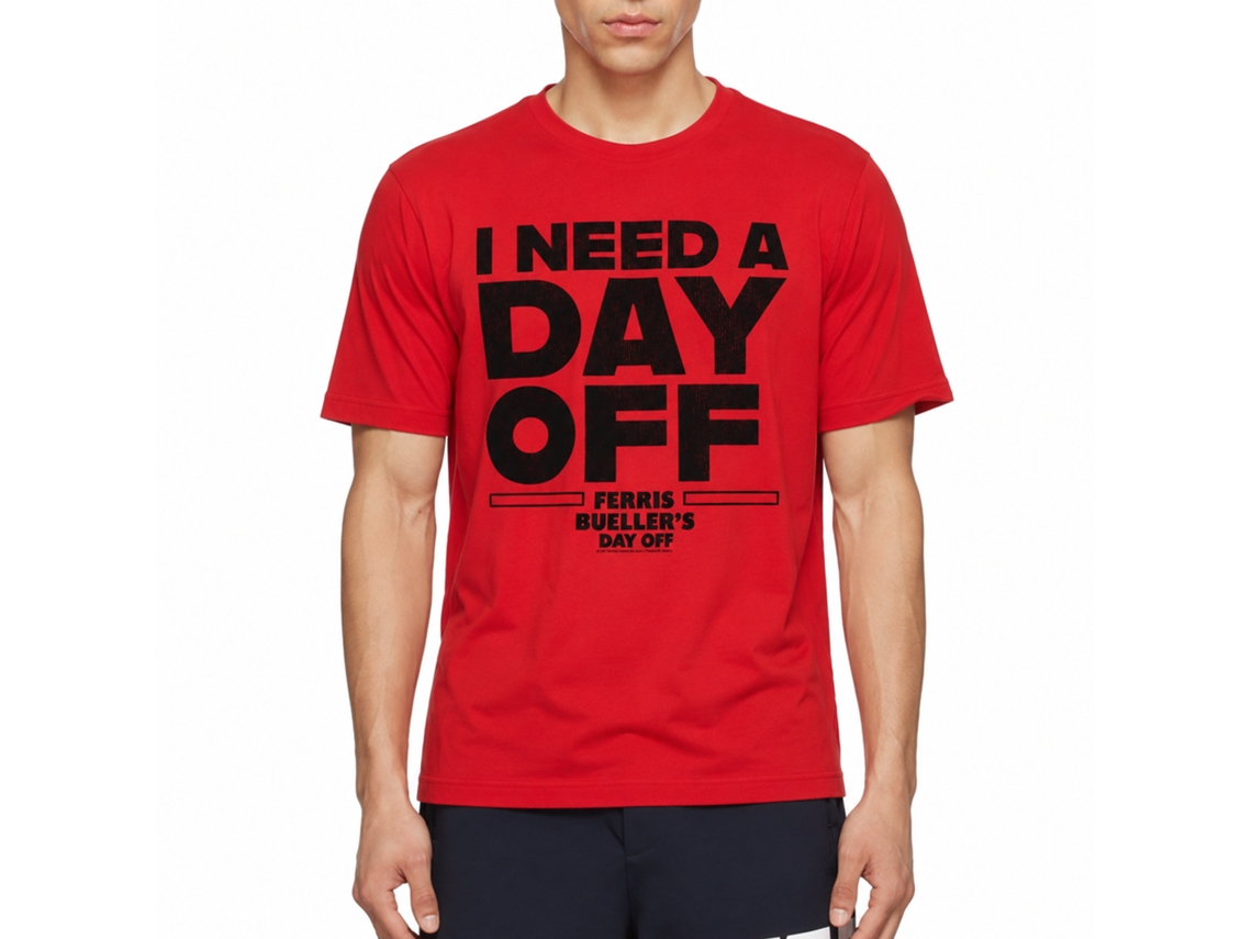 Rockinstone Ferris Bueller's Day Off I Need A Day Off Solid Red Adult T-shirt Size:xl