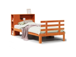 Cama com Estante Pinho Maciço Castanho Mel MAISON EXCLUSIVE (100x200 cm)