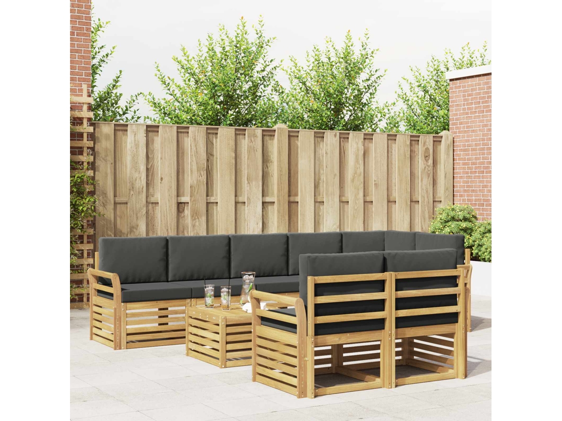 Vidaxl Conjunto De Sofás Para Exterior 9 Unid. Branco E Antracite