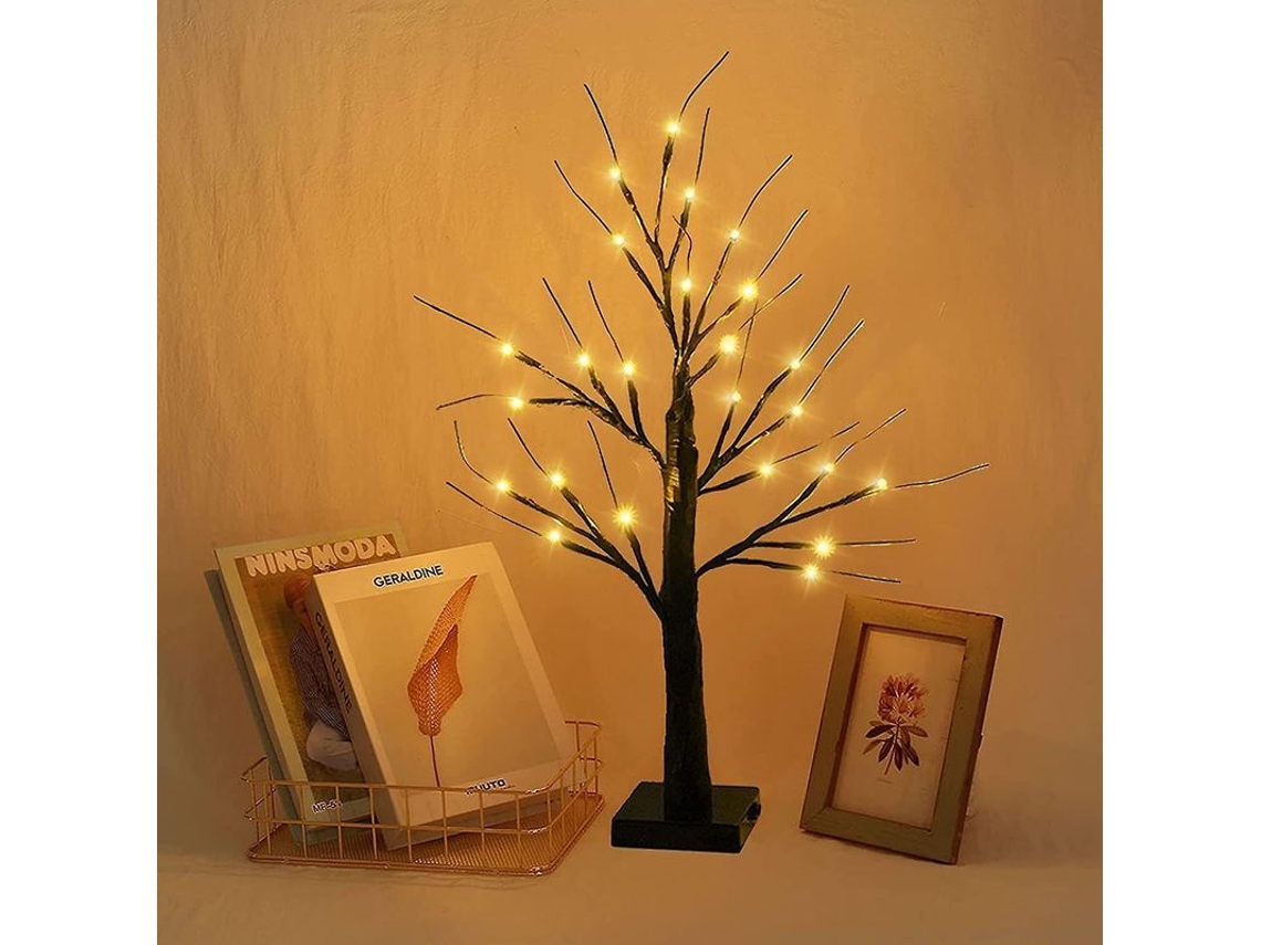 Árbol De Navidad Mini Con Luces Led 80 Cm 24 Led Plug-in Negro Suministro Dual Usb/baterías Decoración Festiva