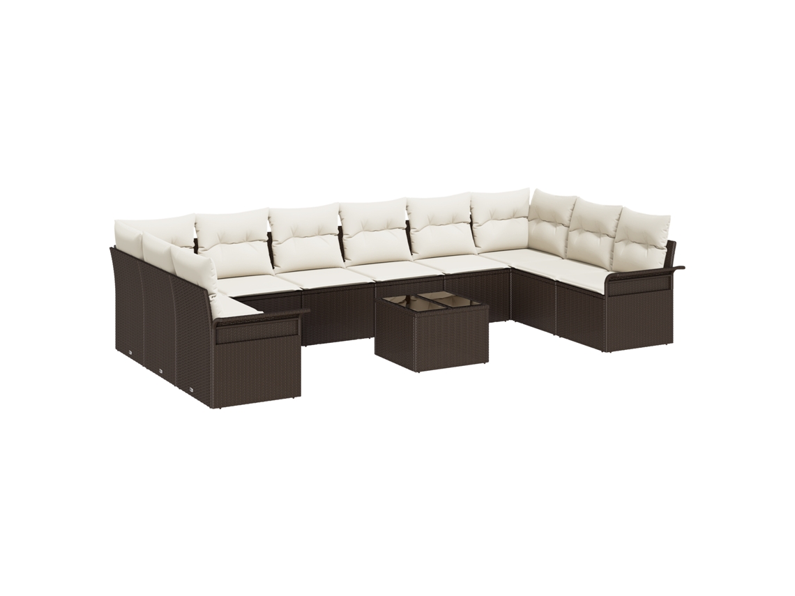 Conjunto 11 Conjunto De Sofá Modular Vidaxl Castanho Vime Pe (344 X 187,5 X 69 Cm)