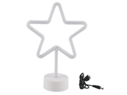 Lâmpada de Mesa Led Estrela Usb, Luz Quente, Neon, Decorativa, Quarto, Bar, Festa