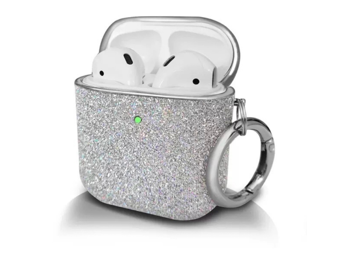 Capa Zruxe Para Airpods 4 Estojos De Proteção Com Strass Prateado (rígida, Resistente A Impactos)