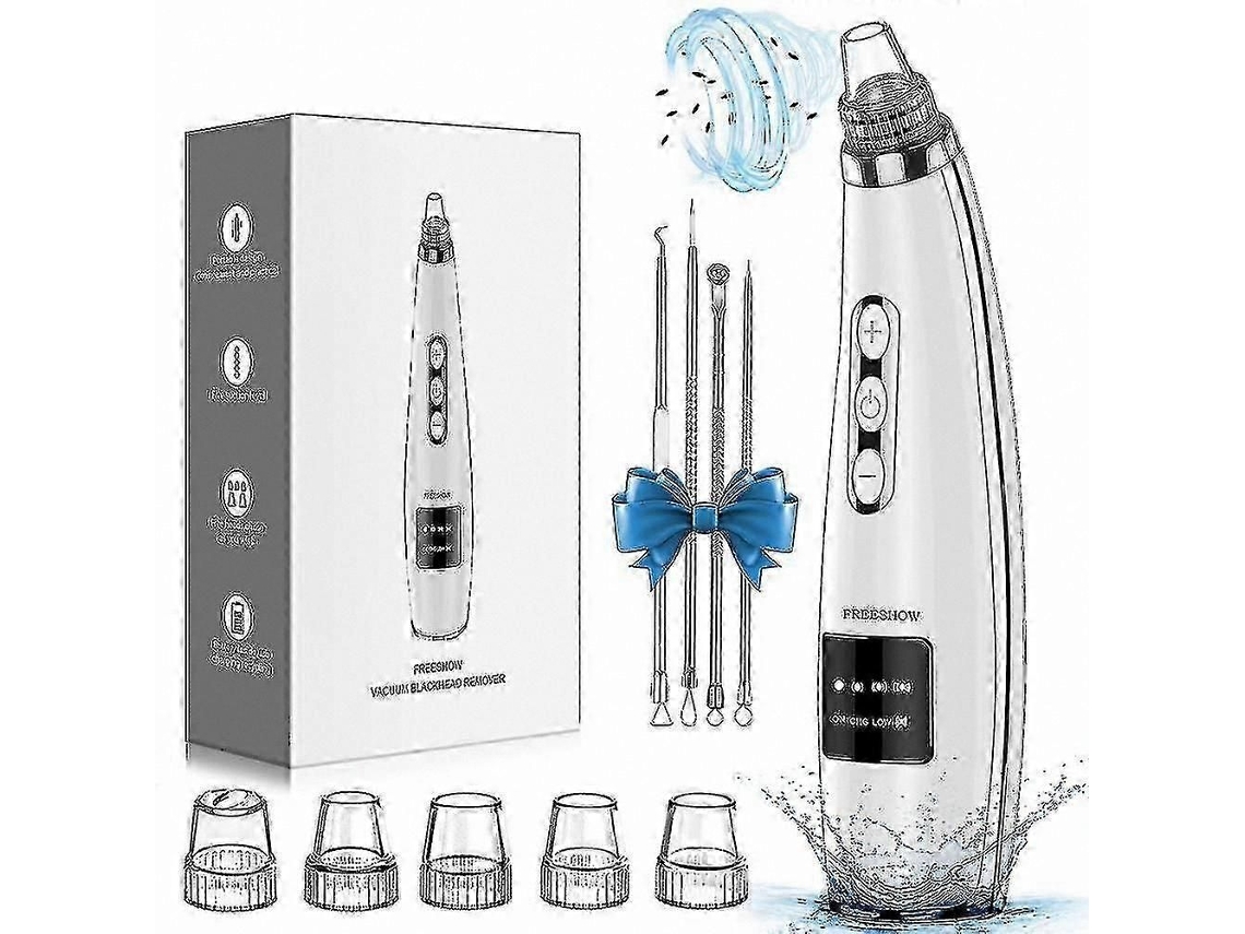Limpador De Poros Elétrico Com 5 Ponteiras, Aparelho Facial Recarregável Via Usb Para Limpeza Profunda, 5 Níveis De Sucção Para Resultados De Spa