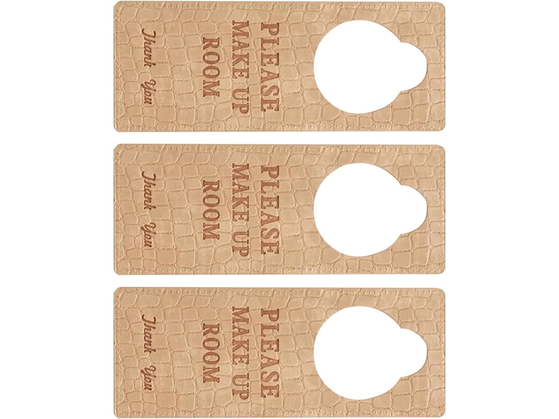 Conjunto De 3 Placas De Sinalização Bege Em Pu Com A Mensagem "não Perturbe" Para Bebês Que Estão Dormindo.