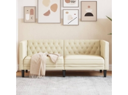 Vidaxl Sofá Chesterfield 2 Lugares Couro Artificial Creme