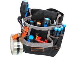 Cinto de ferramentas em tecido Oxford, com vários bolsos para organização eficiente das ferramentas e aumento da capacidade de armazenamento de dados.