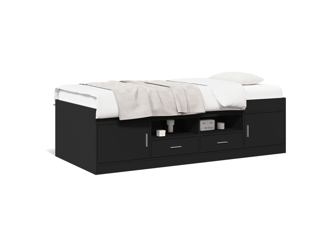 Sofá cama com Gavetas Sem Colchão 100x200 Cm Preto MAISON EXCLUSIVE
