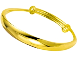 Pulseira Grossa E Lisa Em Latão Banhado A Ouro, Joia Feminina Simples, Estilo Bracelete, Acessório Elegante Para Casamento.