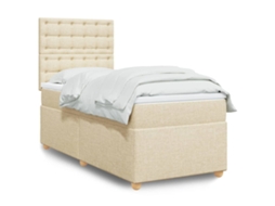 Vidaxl Cama Com Molas/colchão 80x200 Cm Tecido Cor Crème