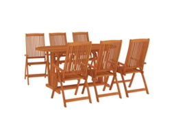 7 Pcs Conjunto de Jantar para Jardim Madeira de Eucalipto MAISON EXCLUSIVE