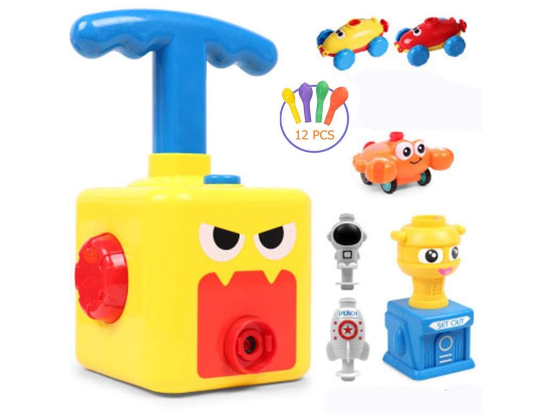 Walshlxq carro Impulsionado por Globo para Crianças, Brinquedo de Experimento Científico Diy, Carro de Inércia, Cor Aleatória, Brinquedo Inteligente