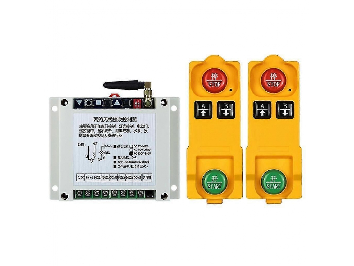 (controle Remoto Duplo, 433mhz) Controle Remoto Sem Fio 315/ 433mhz Ac220, 380v Com Transmissor E Receptor De 2 Canais
